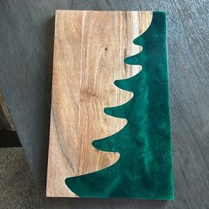 Holiday Tree Wood and Green Resin Cutting Board / Charcuterie Board